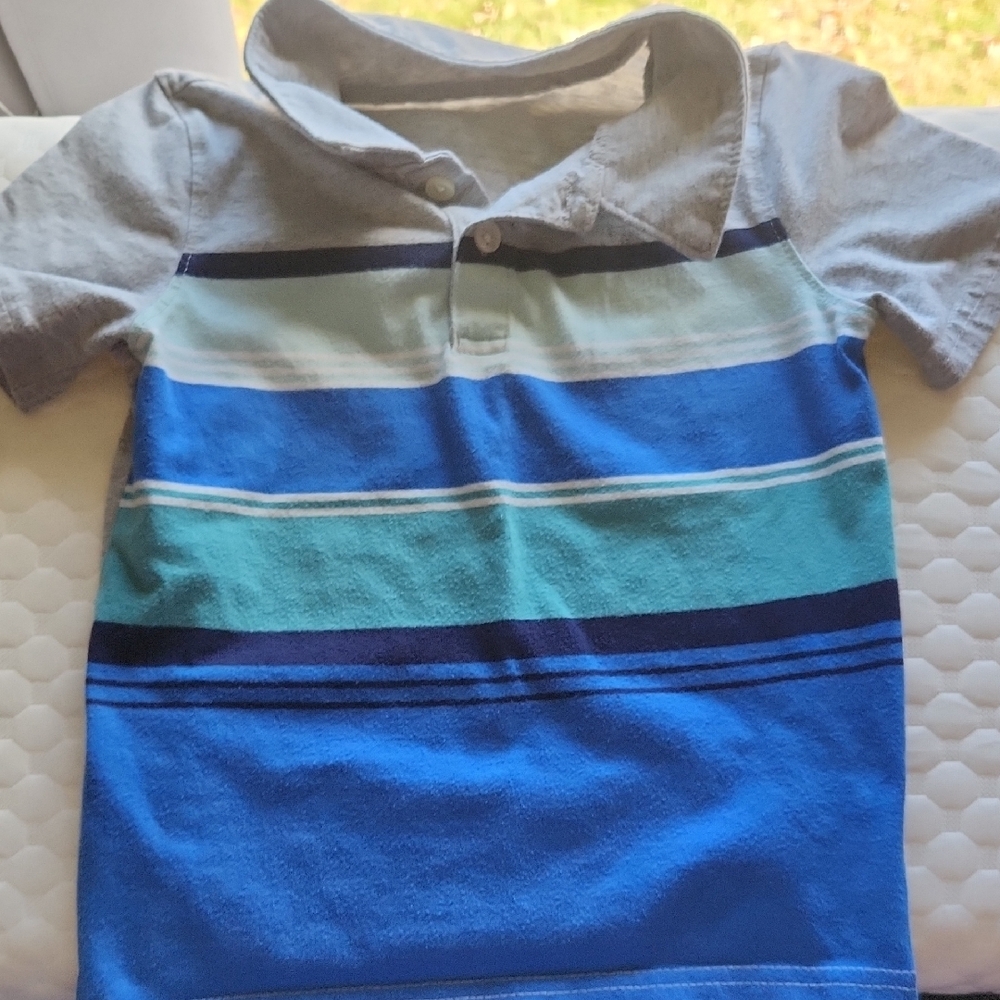 3/$10 - Carter's Gray and Blue Kids Polo Shirt